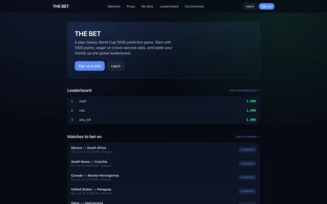 The Bet homepage