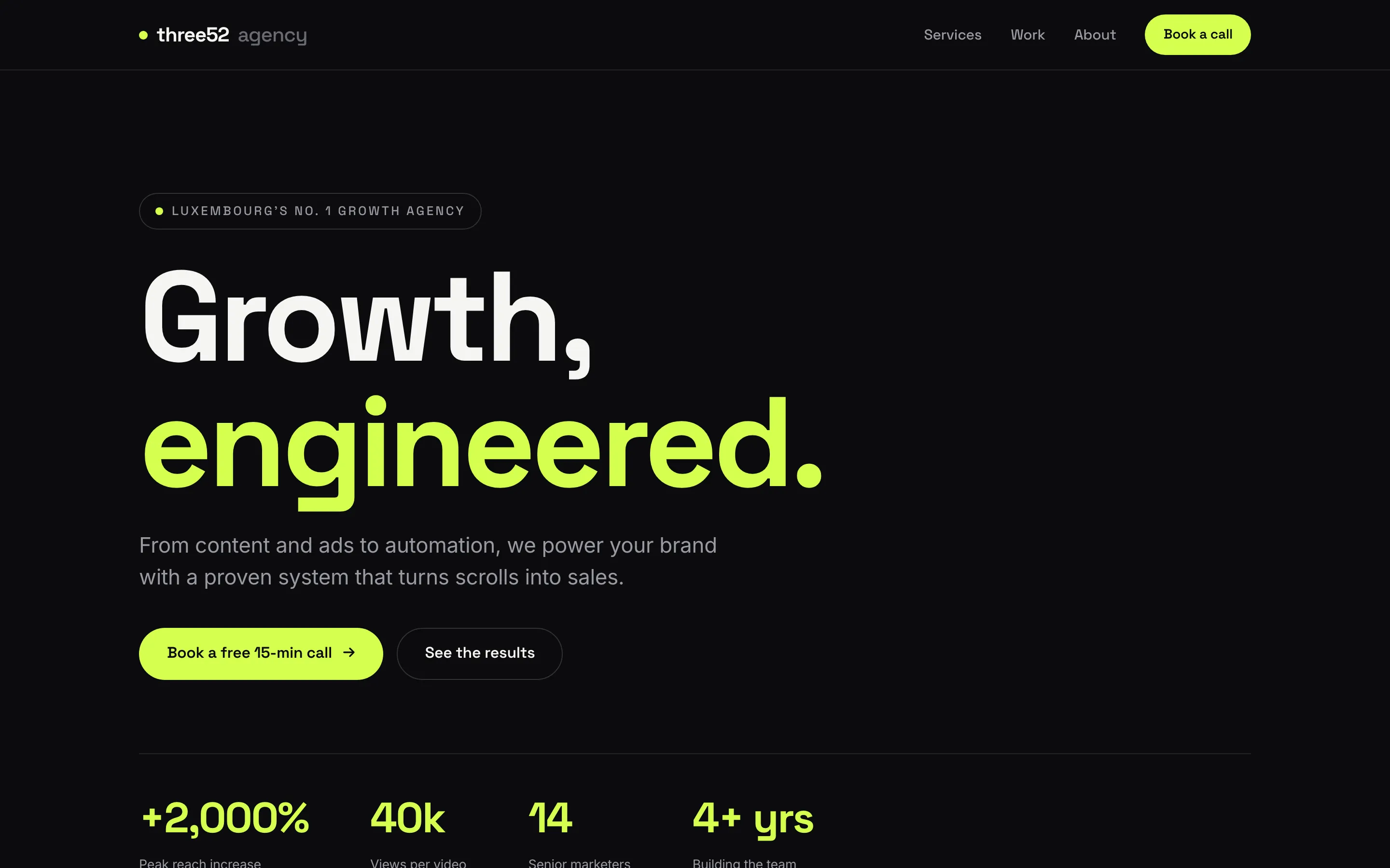 three52agencyv2.vercel.app homepage